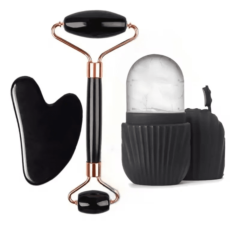 1/2/3pcs Ice Face Roller Facial Skincare Ice Roller Set,Facial Roller GuaSha FaceTool Set,Face Massage Roller Lifting Contouring - Zelixo.shop