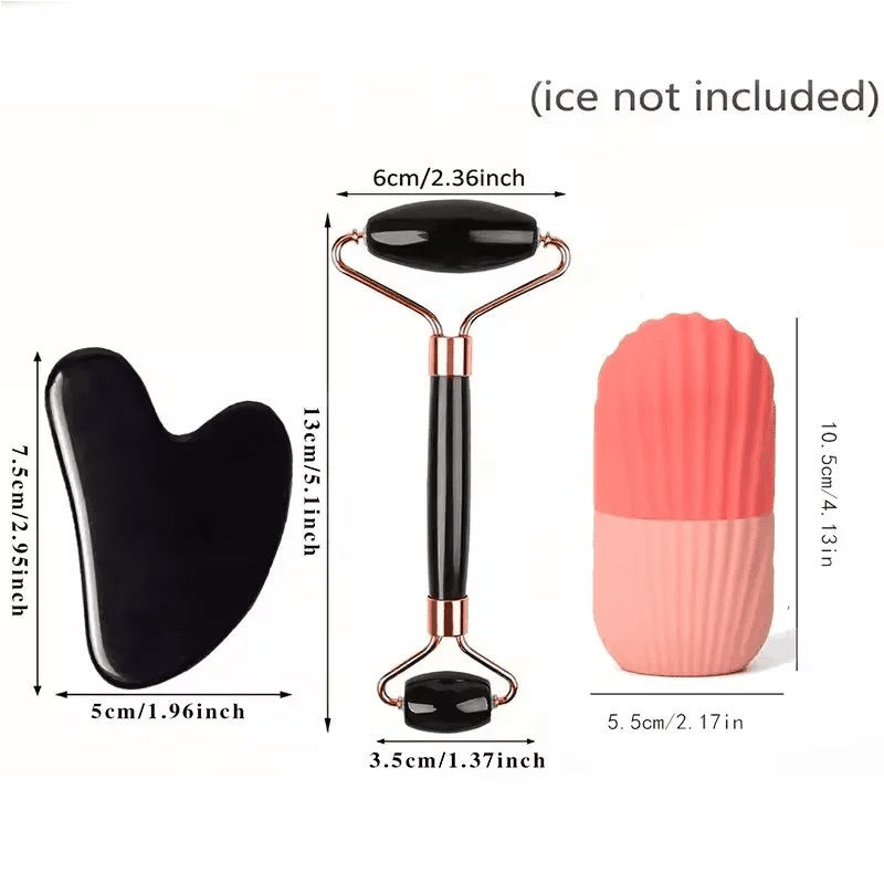 1/2/3pcs Ice Face Roller Facial Skincare Ice Roller Set,Facial Roller GuaSha FaceTool Set,Face Massage Roller Lifting Contouring - Zelixo.shop