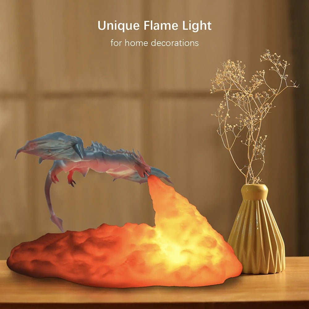 3D Printed Fire Dragon Lights, LED USB Rechargeable Desktop Lamp for E-sport Child Gifts Murder Mystery Game Camping Gaming Deco - Zelixo.shop