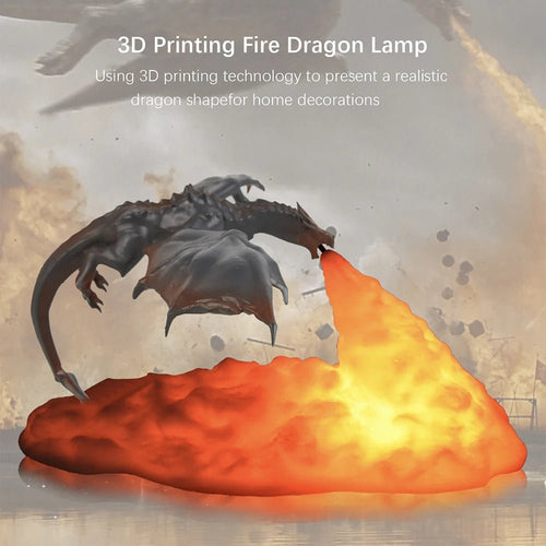 3D Printed Fire Dragon Lights, LED USB Rechargeable Desktop Lamp for E-sport Child Gifts Murder Mystery Game Camping Gaming Deco - Zelixo.shop