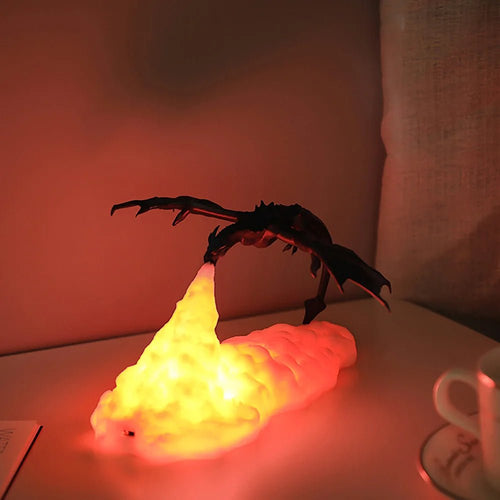 3D Printed Fire Dragon Lights, LED USB Rechargeable Desktop Lamp for E-sport Child Gifts Murder Mystery Game Camping Gaming Deco - Zelixo.shop