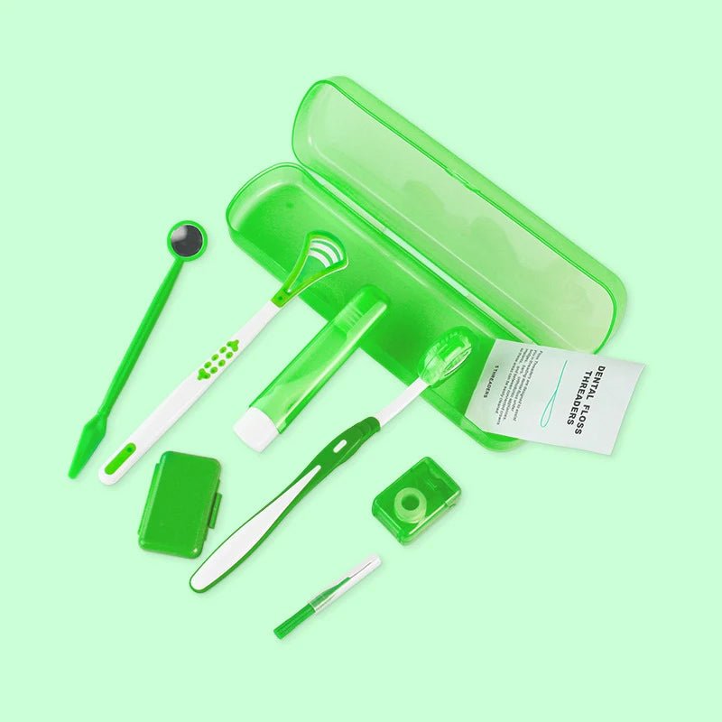 8Pcs Orthodontic Dental Care Brush Kit Teeth Cleaning Braces Toothbrush with Interdental Brush Floss Thread Ortho Wax Travel Kit - Zelixo.shop