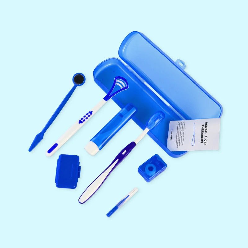 8Pcs Orthodontic Dental Care Brush Kit Teeth Cleaning Braces Toothbrush with Interdental Brush Floss Thread Ortho Wax Travel Kit - Zelixo.shop