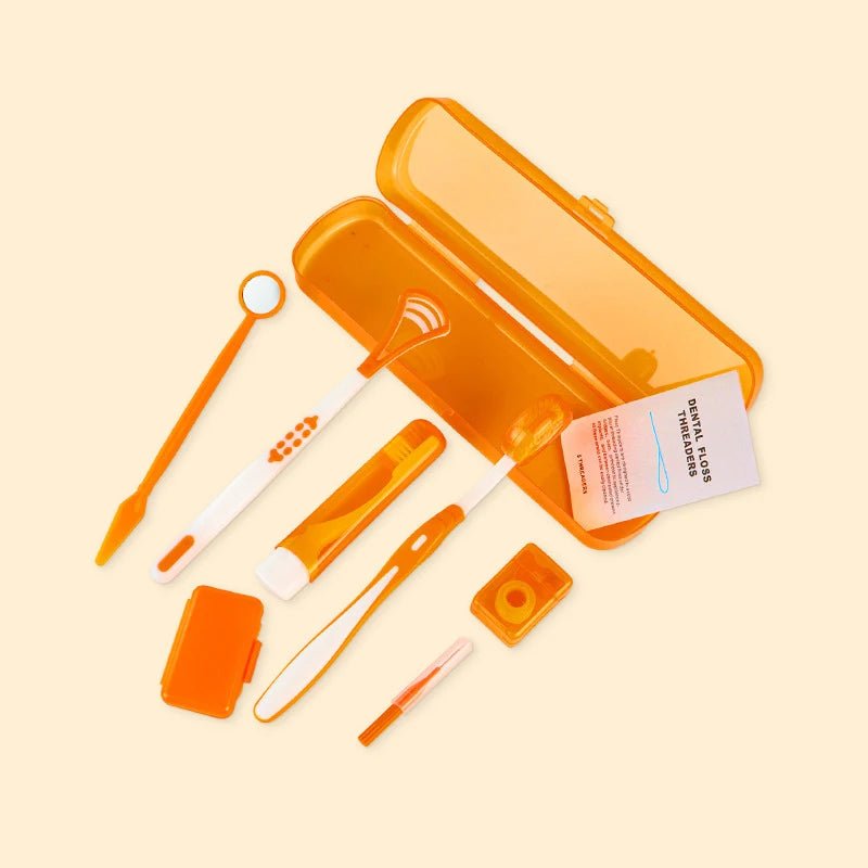 8Pcs Orthodontic Dental Care Brush Kit Teeth Cleaning Braces Toothbrush with Interdental Brush Floss Thread Ortho Wax Travel Kit - Zelixo.shop