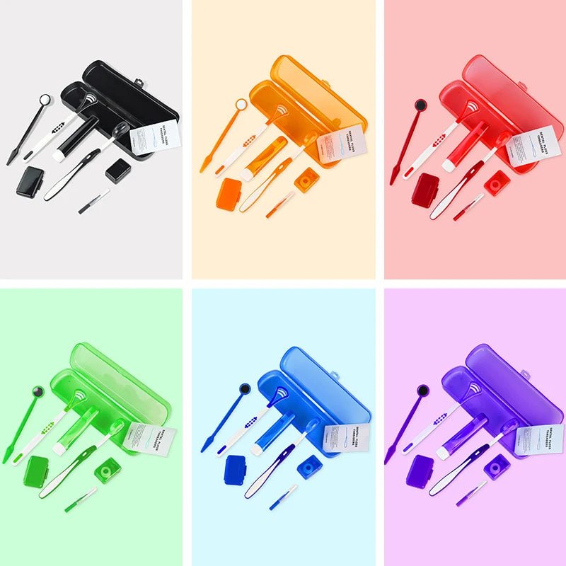 8Pcs Orthodontic Dental Care Brush Kit Teeth Cleaning Braces Toothbrush with Interdental Brush Floss Thread Ortho Wax Travel Kit - Zelixo.shop