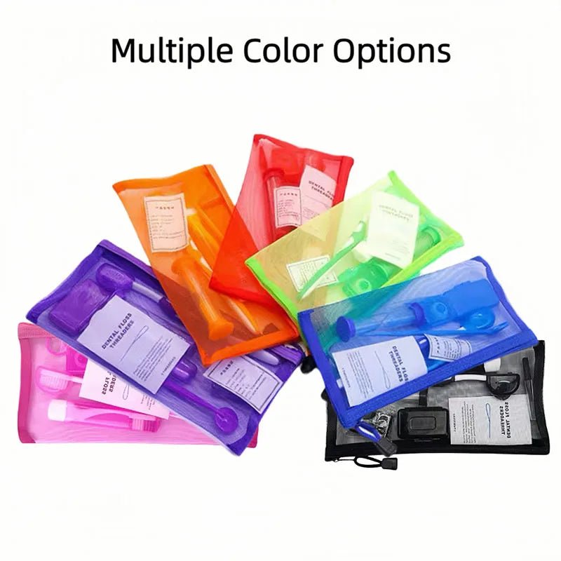 8pcs/set Dental Care Brush Kit Orthodontic Teeth Cleaning Tool Foldable Toothbrush Interdental Brush Floss Thread Wax Travel Kit - Zelixo.shop