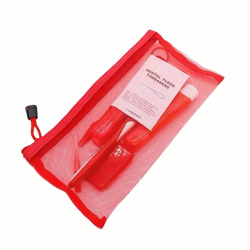 8pcs/set Dental Care Brush Kit Orthodontic Teeth Cleaning Tool Foldable Toothbrush Interdental Brush Floss Thread Wax Travel Kit - Zelixo.shop