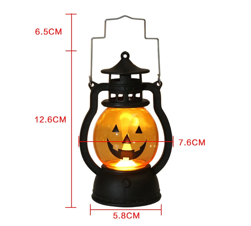 Zelixo LED Hanging Pumpkin Lantern — Retro Ghost Candle Light Halloween Decor
