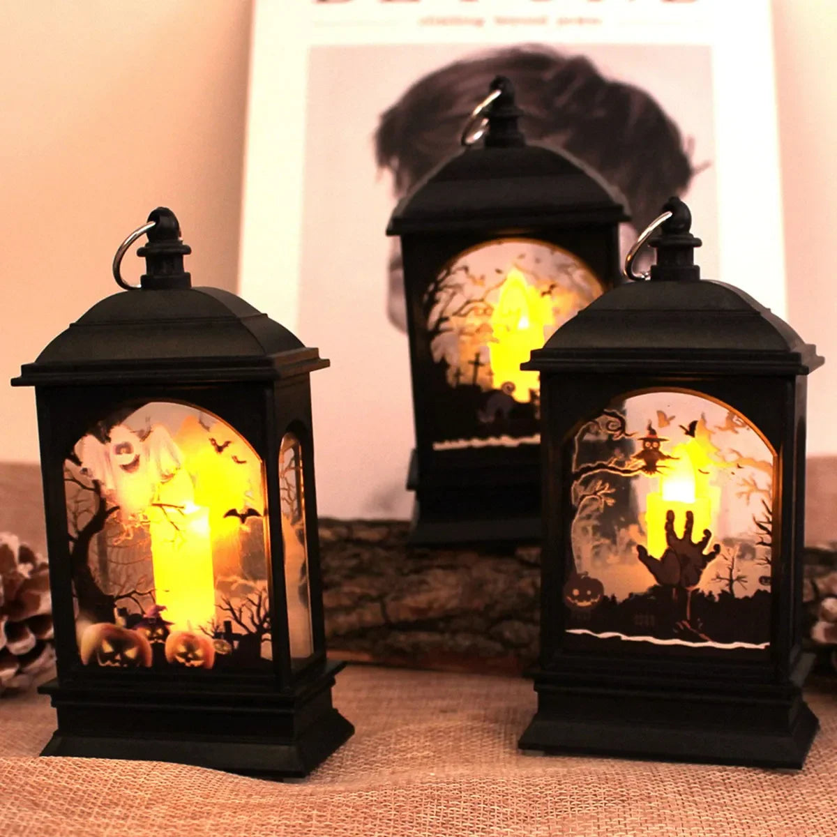 Zelixo Portable Pumpkin Castle Lantern — LED Jack-O-Lantern Flame Halloween Lamp