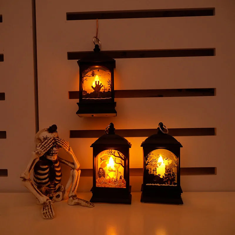 Zelixo Portable Pumpkin Castle Lantern — LED Jack-O-Lantern Flame Halloween Lamp