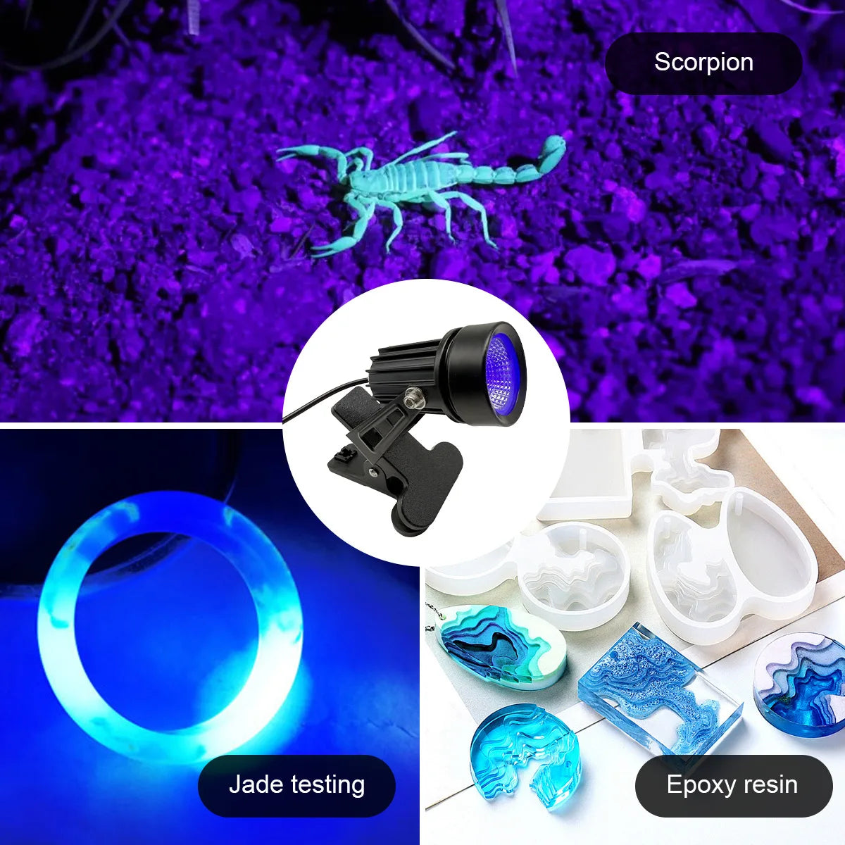 Zelixo USB UV Black Light — Purple Clip Lamp for Glow Party & Halloween Decor