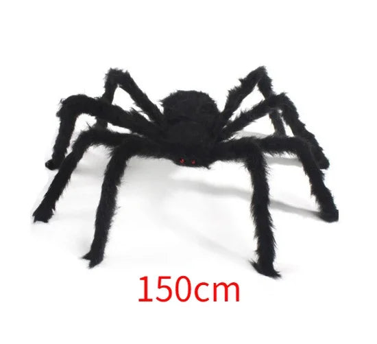 Zelixo Giant Plush Black Spider — Halloween Haunted House Decoration 30–200cm