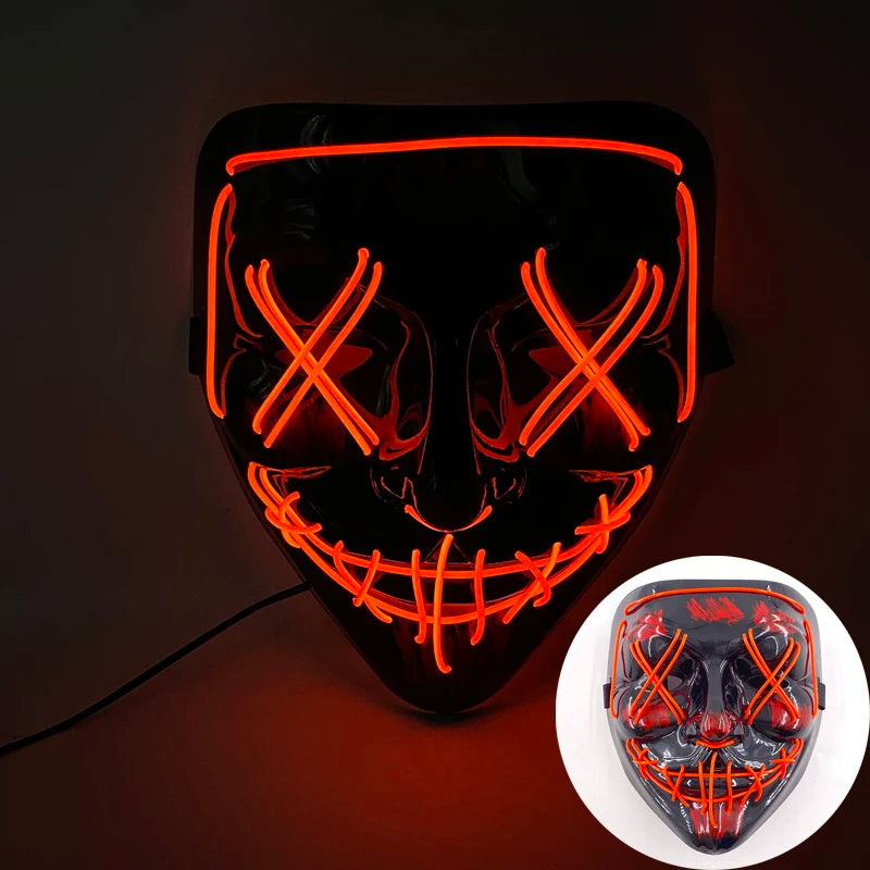 Zelixo Neon Light-Up Fox Mask — Glow in the Dark LED Halloween Cosplay Mask