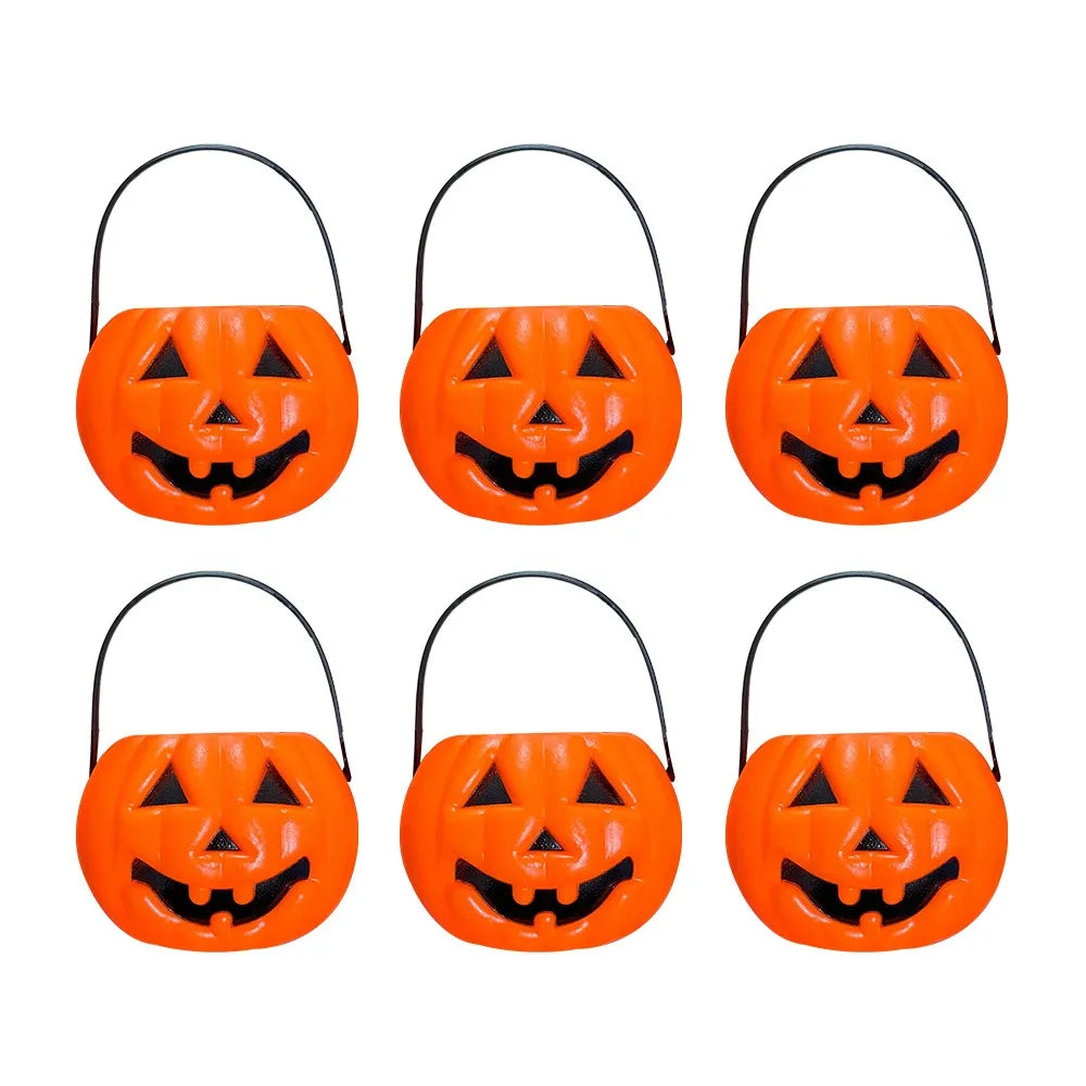 Zelixo Mini Pumpkin Buckets 6pc — Jack-O-Lantern Trick or Treat Candy Baskets