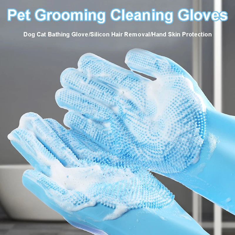 Zelixo Pet Grooming Glove — Silicone Hair Removal & Shampoo Scrubber for Dogs & Cats