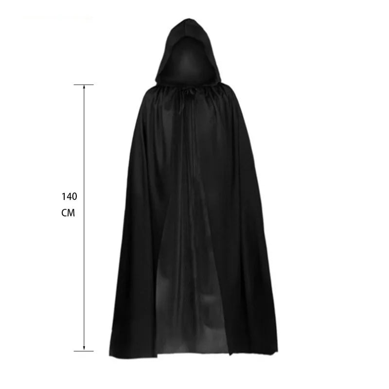 Zelixo Black Death Cloak Costume — Grim Reaper Halloween Cosplay for Kids & Adults
