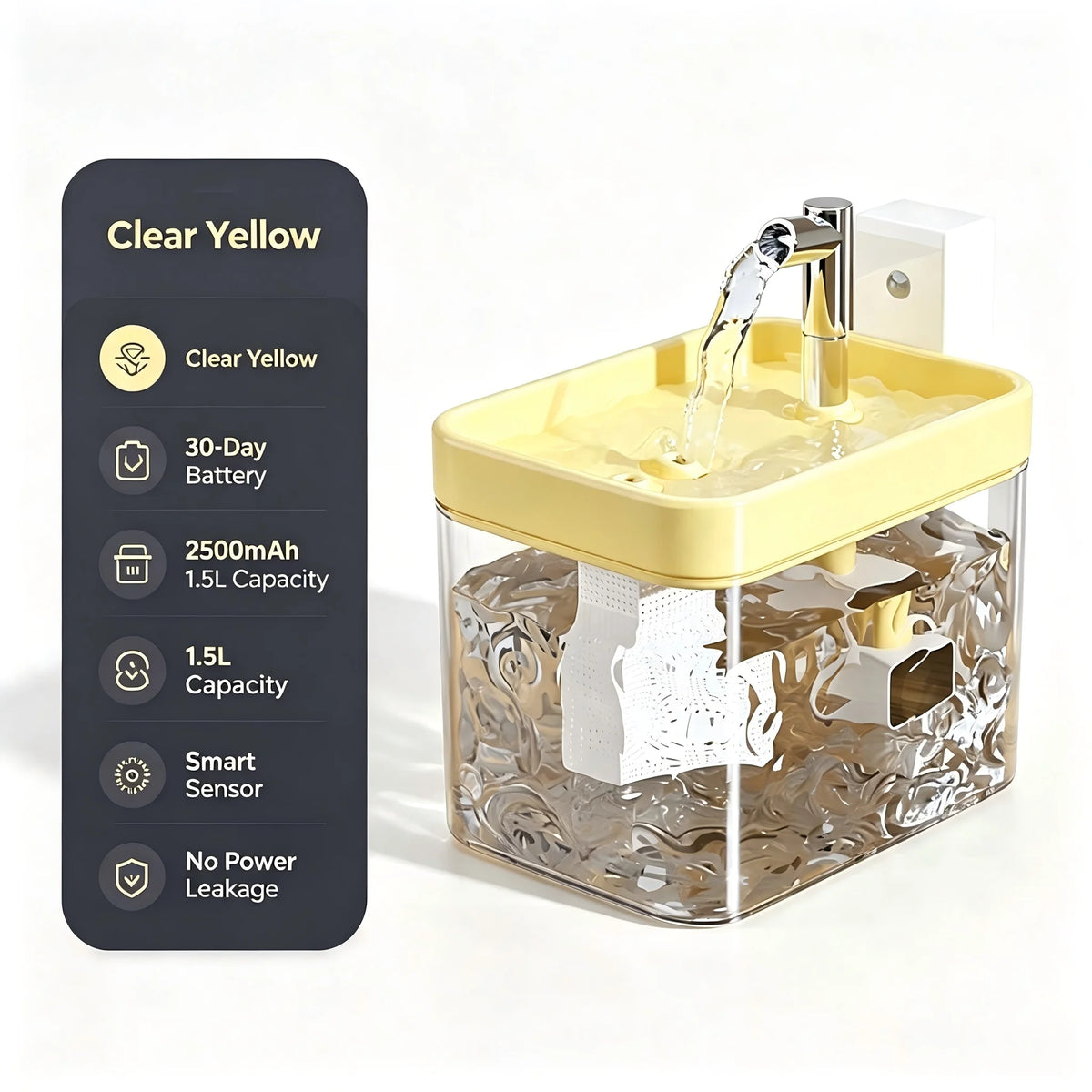 Zelixo Cat Water Fountain — Auto Filter Transparent Recirculating Dispenser