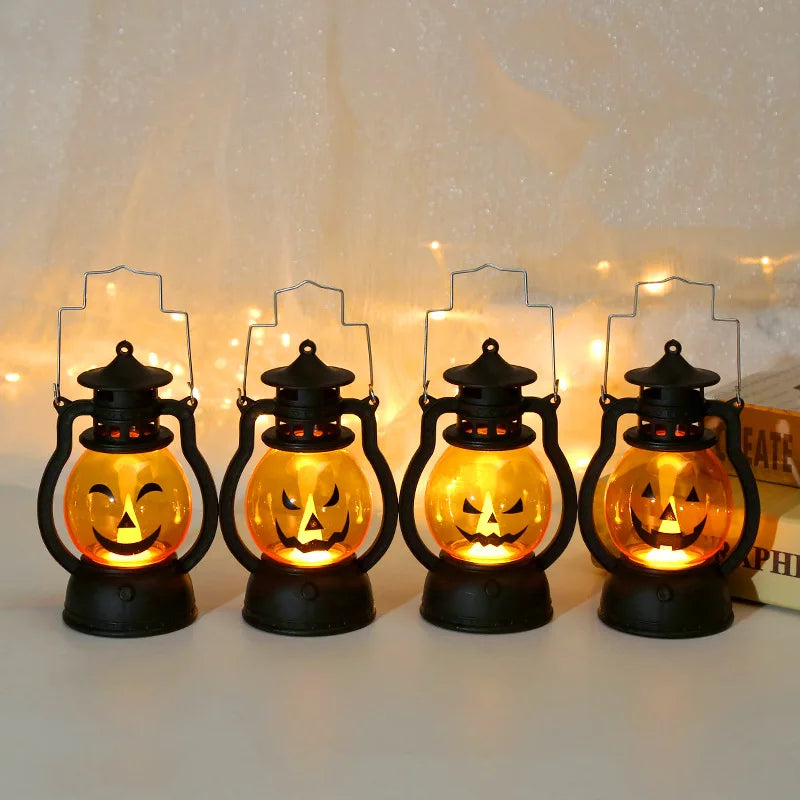Zelixo LED Hanging Pumpkin Lantern — Retro Ghost Candle Light Halloween Decor