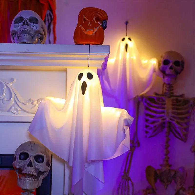 Zelixo LED Glow Ghost Props — Indoor & Outdoor Hanging Halloween Decoration