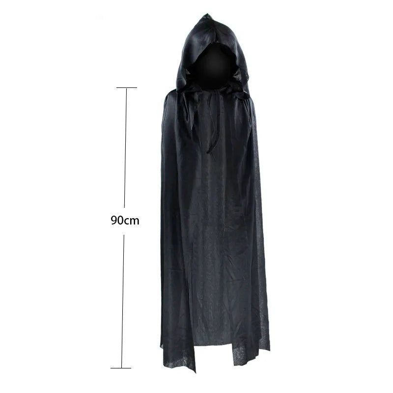 Zelixo Black Death Cloak Costume — Grim Reaper Halloween Cosplay for Kids & Adults