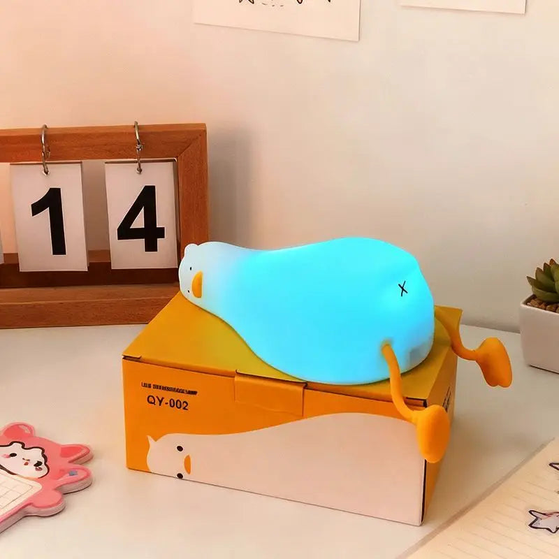 Zelixo Squishy Duck LED Night Light — Rechargeable Silicone Kids Bedroom Lamp