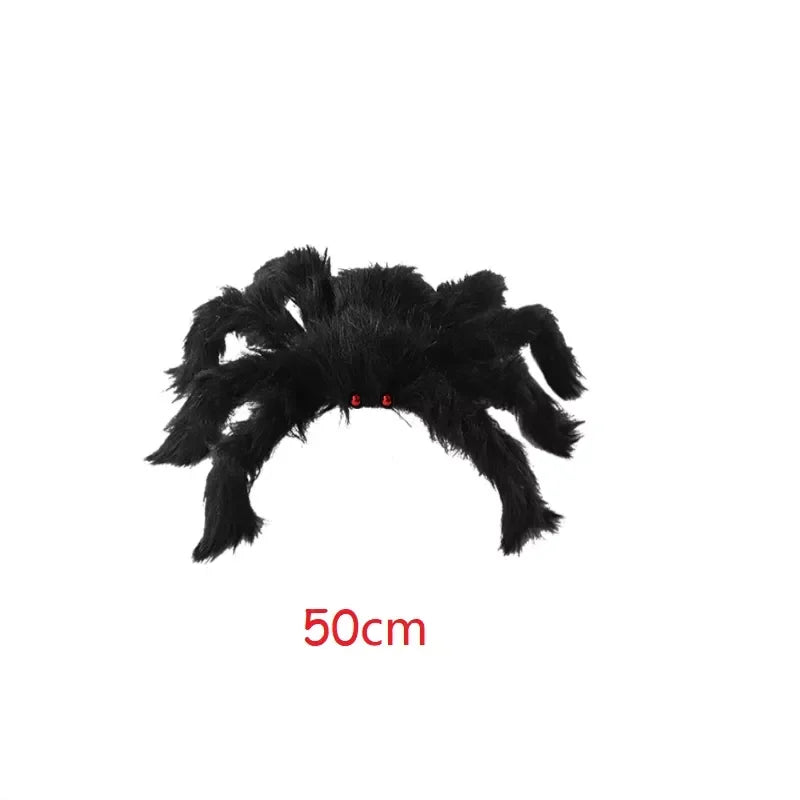 Zelixo Giant Plush Black Spider — Halloween Haunted House Decoration 30–200cm