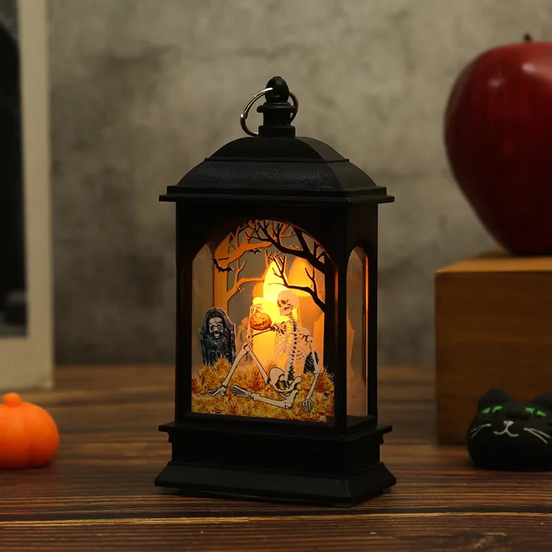 Zelixo Portable Pumpkin Castle Lantern — LED Jack-O-Lantern Flame Halloween Lamp