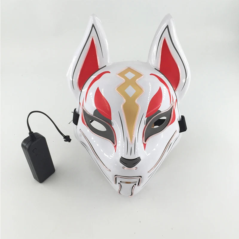 Zelixo Neon Light-Up Fox Mask — Glow in the Dark LED Halloween Cosplay Mask