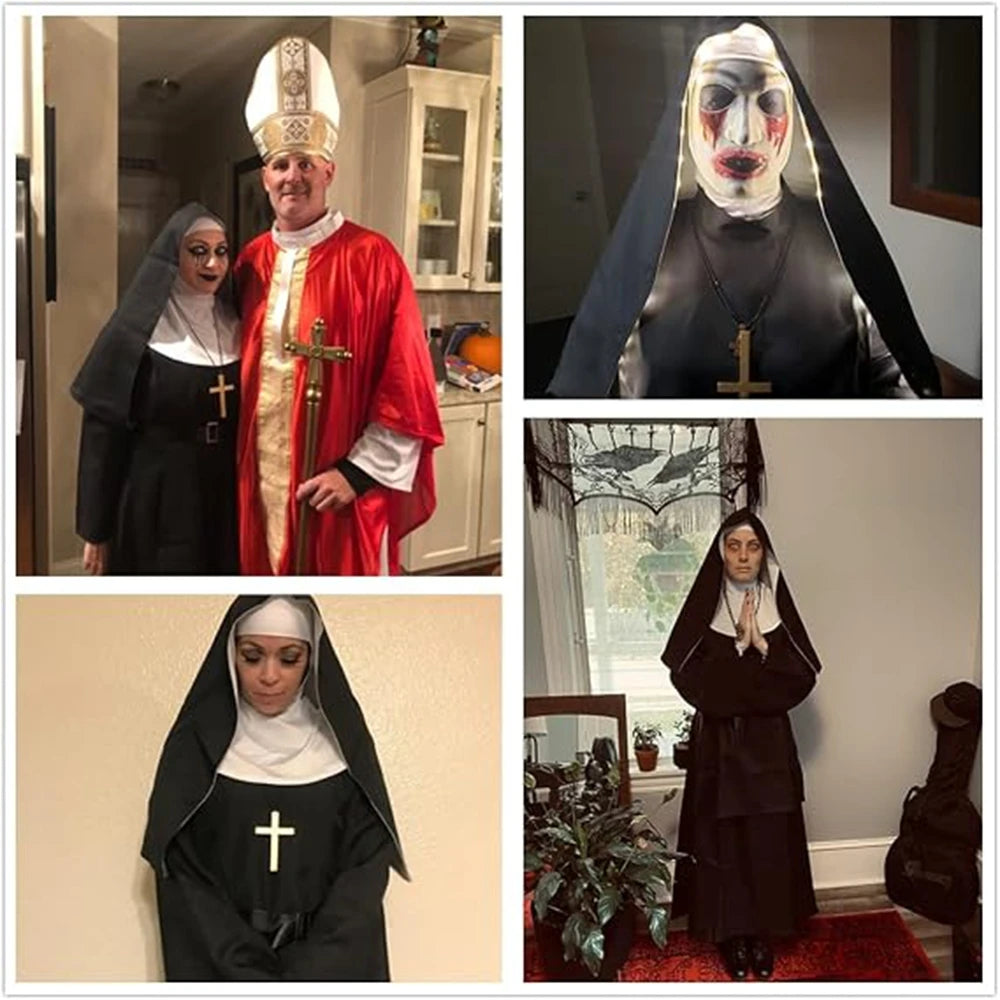Zelixo Scary Nun Costume Dress — Women's Horror Cosplay Halloween Outfit