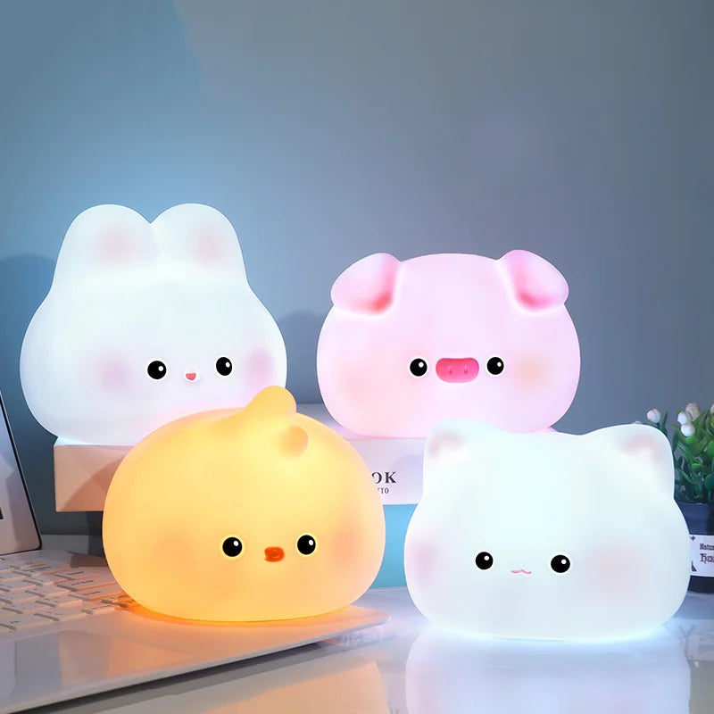 Zelixo Panda & Rabbit LED Night Light — Battery Powered Kids Bedroom Lamp