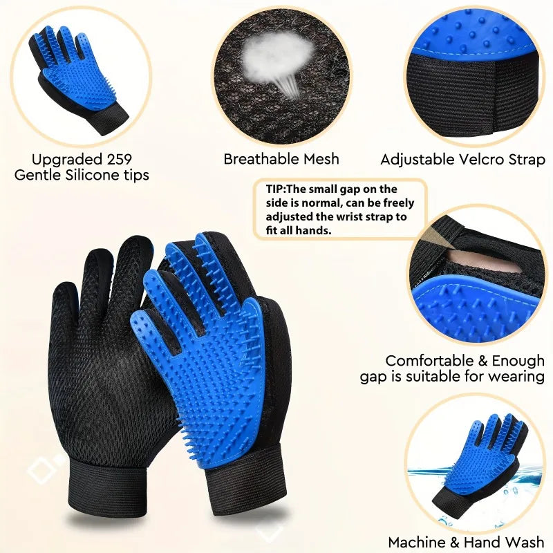 Zelixo 2-in-1 Pet Grooming Glove — Silicone Deshedding & Massage Glove for Dogs & Cats