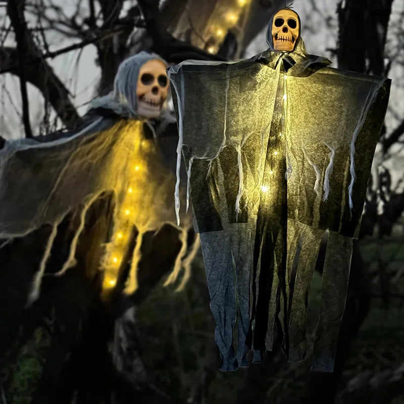 Zelixo Glowing Skull Hanging Ghost — Outdoor Halloween Garden & Party Decoration