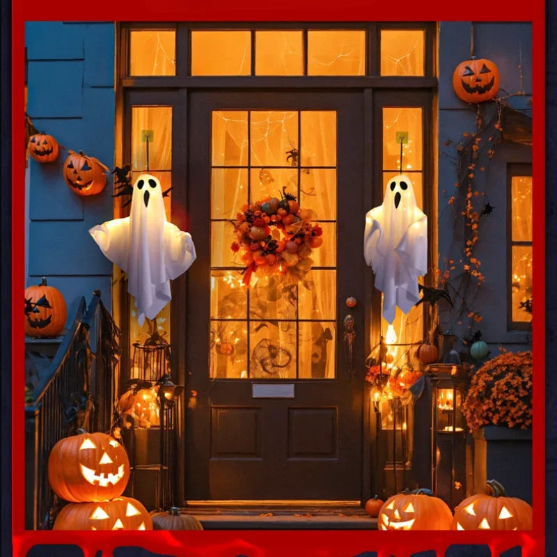 Zelixo LED Glow Ghost Props — Indoor & Outdoor Hanging Halloween Decoration