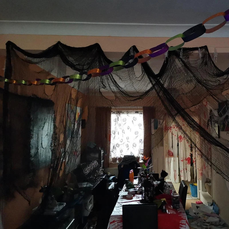 Zelixo Black Creepy Cloth 72x186cm — Halloween Spider Web Gauze Netting Decor