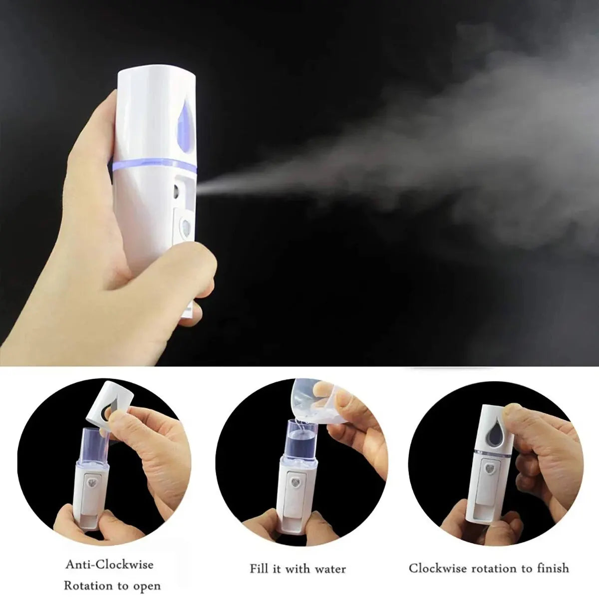 Zelixo 20ml Mini Face Steamer — Nano Mist Anti-Aging Portable Skin Care