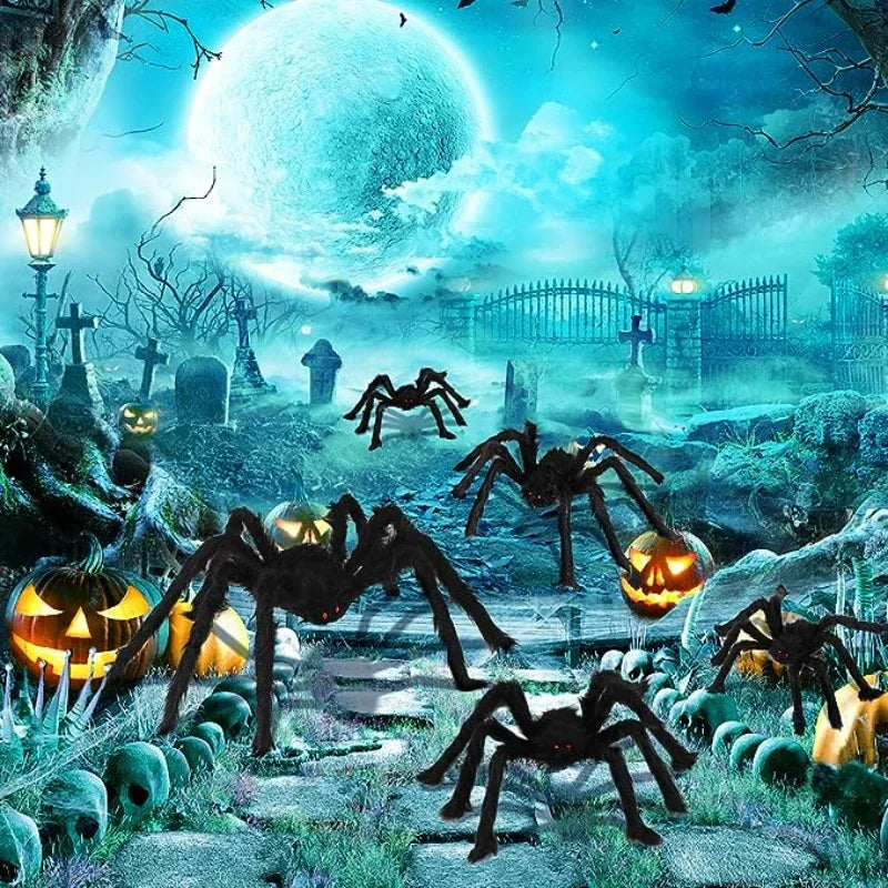 Zelixo Giant Plush Black Spider — Halloween Haunted House Decoration 30–200cm
