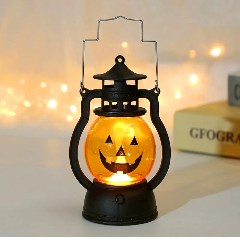 Zelixo LED Hanging Pumpkin Lantern — Retro Ghost Candle Light Halloween Decor