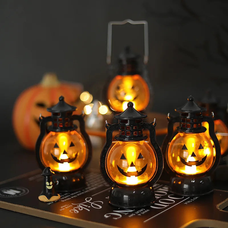 Zelixo LED Hanging Pumpkin Lantern — Retro Ghost Candle Light Halloween Decor
