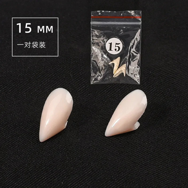Zelixo Vampire Fangs 5 Pairs — Realistic Resin Halloween Costume Teeth with Glue