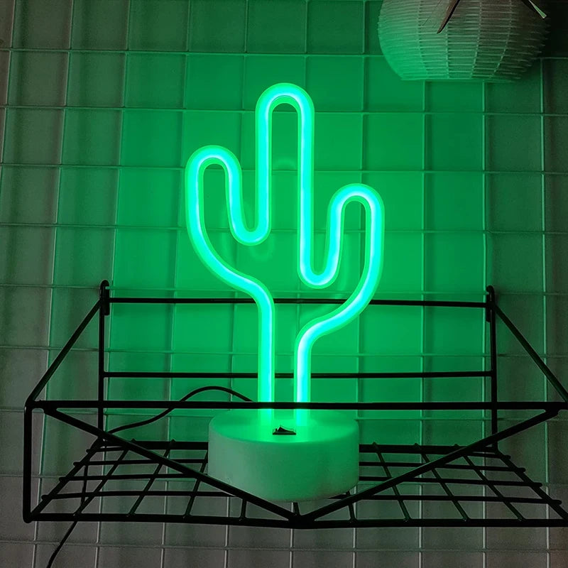 Zelixo Cactus LED Neon Sign Light — Cute Battery & USB Table Lamp