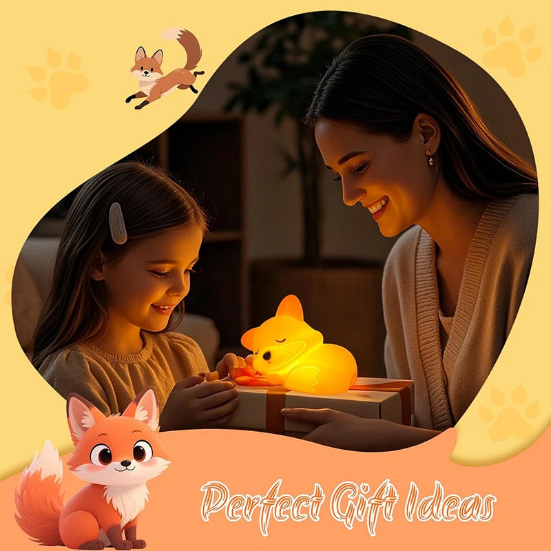 Zelixo Fox Silicone Night Light — Squishy Rechargeable Dimmable Bedside Lamp