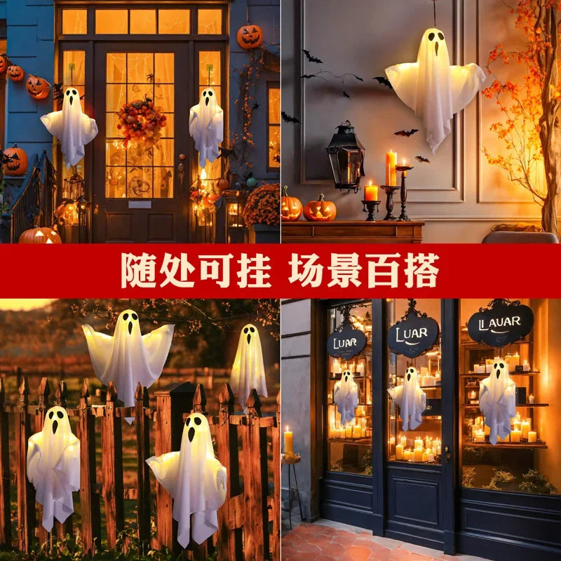 Zelixo LED Glow Ghost Props — Indoor & Outdoor Hanging Halloween Decoration