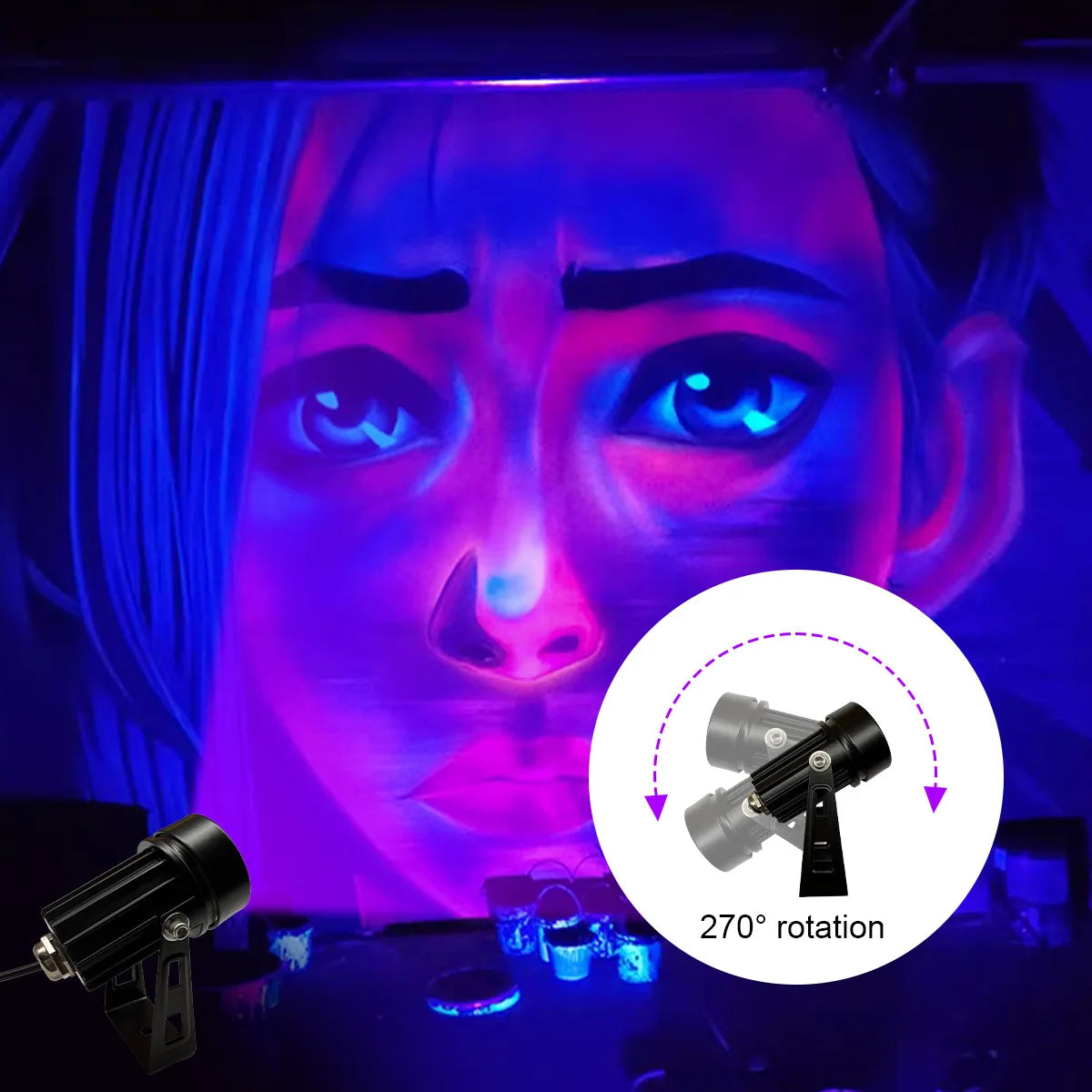 Zelixo USB UV Black Light — Purple Clip Lamp for Glow Party & Halloween Decor
