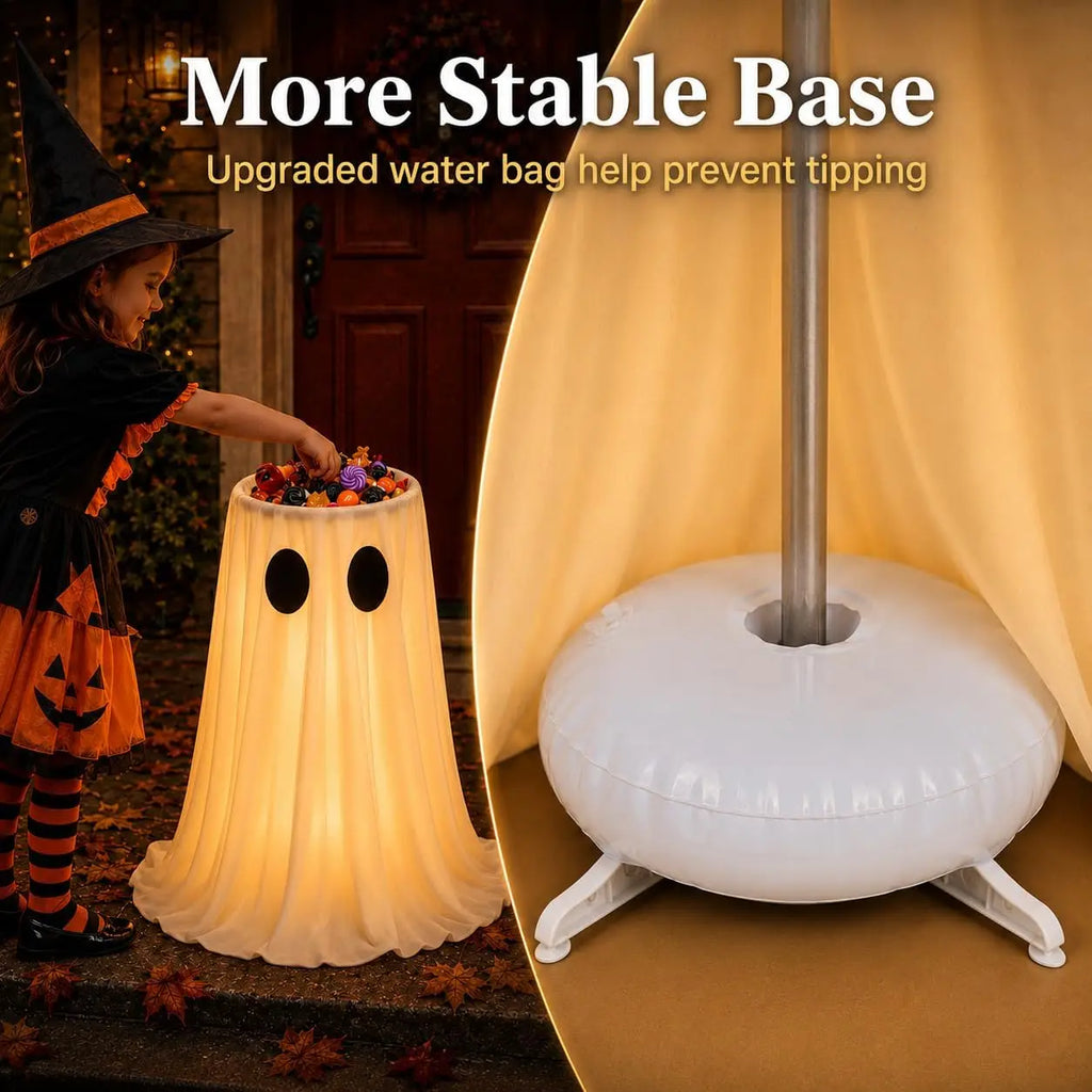 Zelixo Lighted Ghost Candy Bowl — Large Trick-or-Treat Halloween Porch Decor