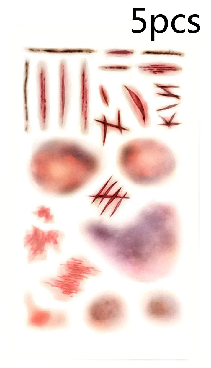 Zelixo Halloween Scar Temporary Tattoos — Waterproof Blood Clot Face Stickers