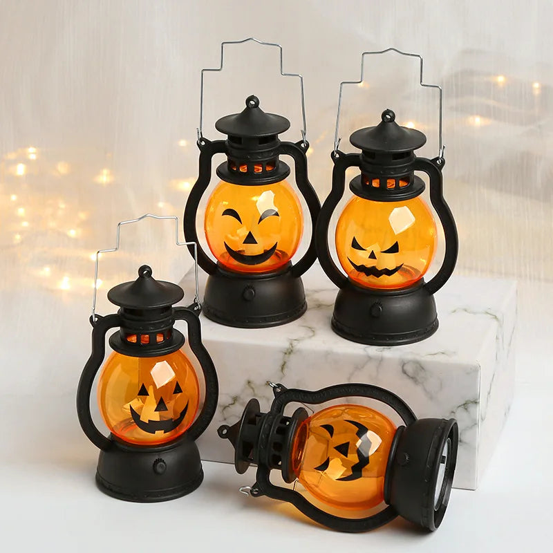 Zelixo LED Hanging Pumpkin Lantern — Retro Ghost Candle Light Halloween Decor