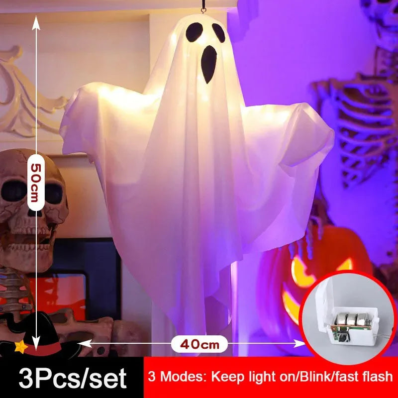 Zelixo LED Glow Ghost Props — Indoor & Outdoor Hanging Halloween Decoration