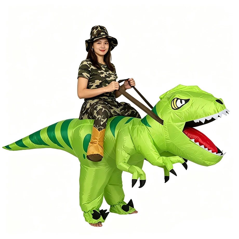 Zelixo Inflatable T-Rex Riding Costume — Funny Adult Dinosaur Halloween Outfit