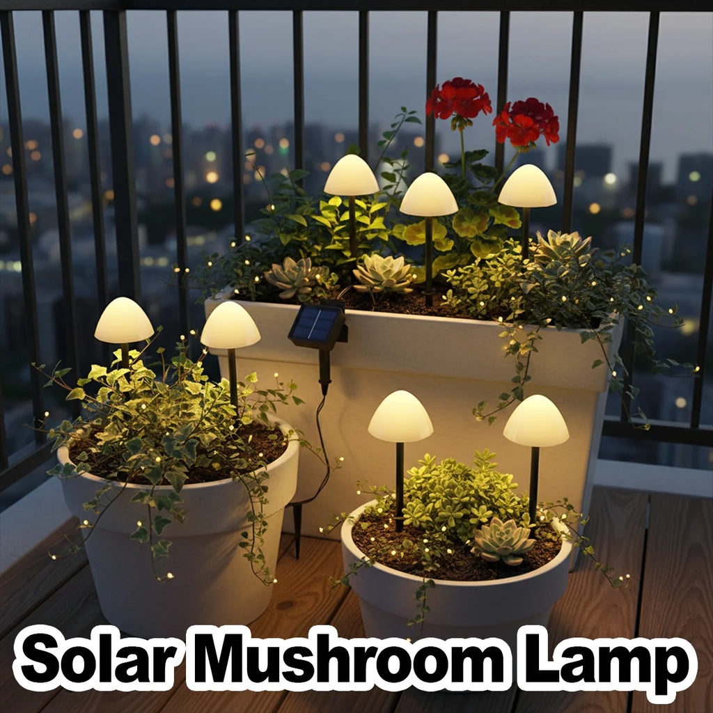 Zelixo Mushroom Solar LED Garden Lights — Waterproof Outdoor Pathway String Lights
