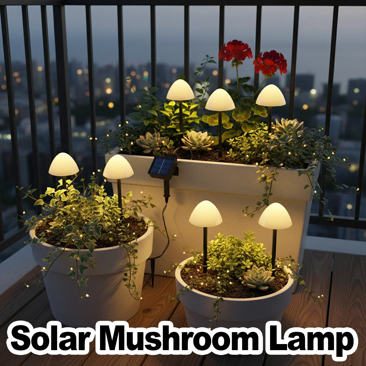 Zelixo Mushroom Solar LED Garden Lights — Waterproof Outdoor Pathway String Lights